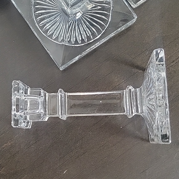 Glass Candle Stick Trio set Vintage - Picture 3 of 7